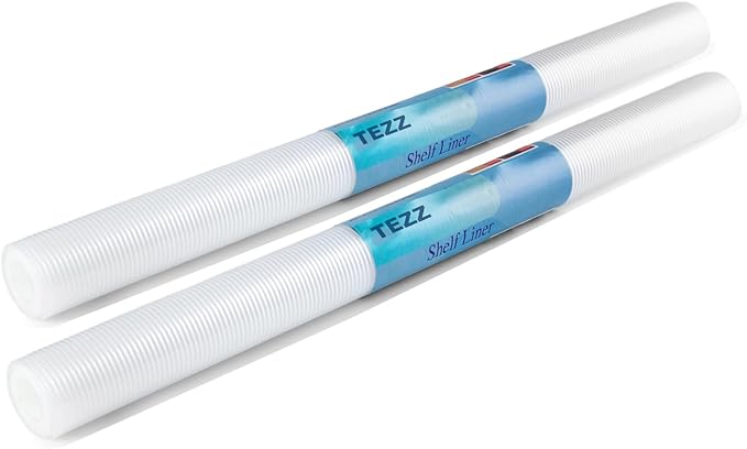 2 Rolls Shelf Liners, 17.5 Inches x 20 FEET Non-Slip Kitchen Cabinet Liner, Washable Oil-Proof Non-Adhesive Contact Paper for Kitchen Drawer, Cabinet, Shelves, Refrigerator, Storage, Desks, coutertops by TEZZ
