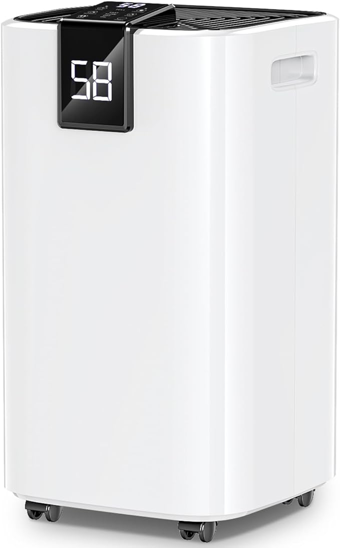 4,000 Sq. Ft Dehumidifier for Basement, 45 Pint Dehumidifiers for Home with Drain Hose, Smart Humidity Control, Auto Defrost, Auto Restart, 24H Timer, for Bedroom, Bathroom, RV, Garage by Trazico