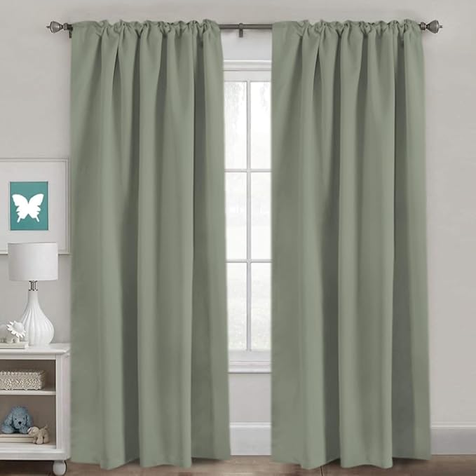 H.VERSAILTEX Blackout Curtains Thermal Insulated Window Treatment Panels Room Darkening Blackout Drapes for Living Room Back Tab/Rod Pocket Bedroom Draperies (2 Panels, Sea Grass, 52 x 96 Inch) - Image 2