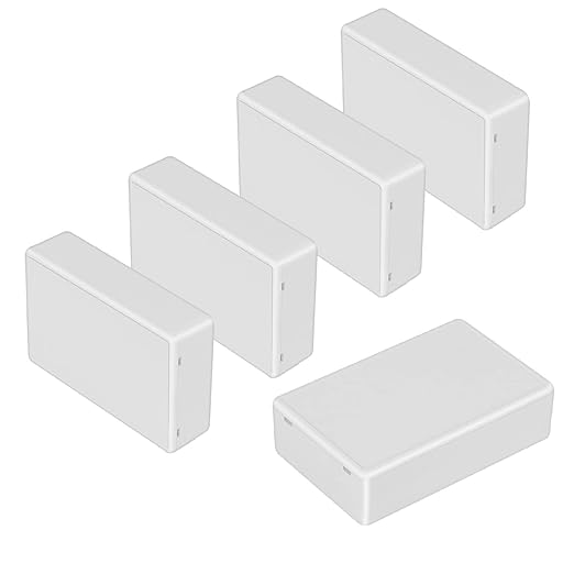 LeMotech Project Box 5 Pieces ABS Plastic Electrical Project Case Small Junction Box for Electronics White 3.94 x 2.36 x 0.98 inch (100 x 60 x 25 mm) by LeMotech