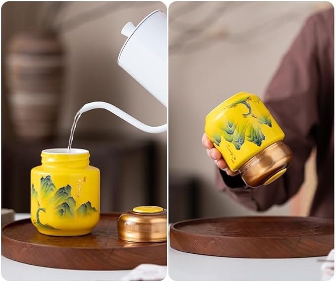 Storage Tank Ceramic Liquid Sealed Jar With Silicone Lid Leak-proof Chinese Medicine Ointment Square Jar Honey Storage Jar Ointment Tea Jar Tea Storage Caddy(B) - Image 6