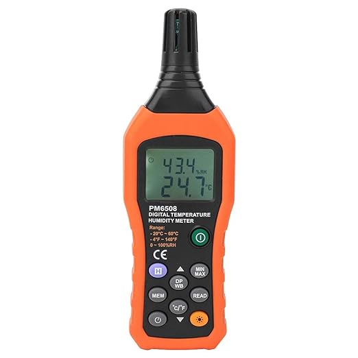 Digital Humidity and Temperature Meter MS6508 Handheld Portable Thermometer Humidity Gauge Meter Monitor with Dew Point and Wet Bulb Backlight LCD Display for Daily Life Industry Agriculture by Walfront