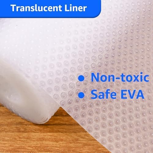 Clear Shelf Liners for Kitchen Cabinets: Waterproof Non-Adhesive Bathroom Shelf Paper - 17.7" W x 300" L Easy to Cut & Clean Translucent Pantry Cupboard Drawer Liner for Refrigerator Shelves - Image 5