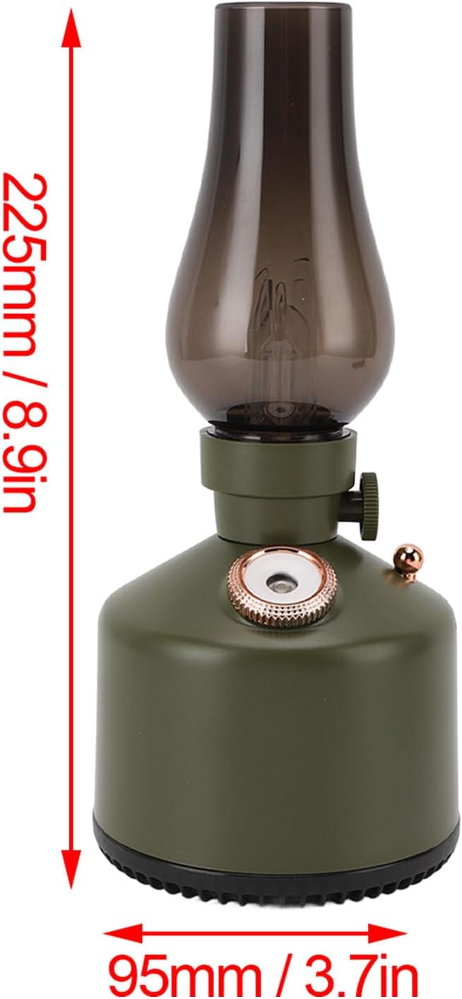 Humidifier Vintage Lantern with Lamp, Kerosene Lamp Shaped Quiet Home Humidifier, Aromatherapy Diffuser, 2 Mist Settings, Stepless Dimming, 260ML (Green) - Image 9