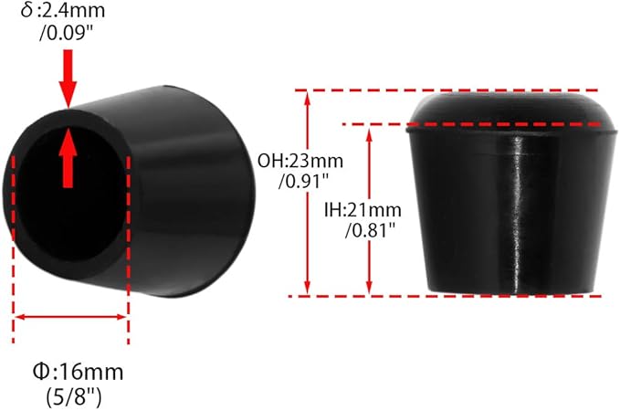 Flyshop 5/8", 16mm, Patio Round Furniture Leg Caps, Furniture Table Feet Covers Floor Protectors, Anti-Skid Non-Marking Silicone Legs Tips, 8 Pack, Black - Image 4