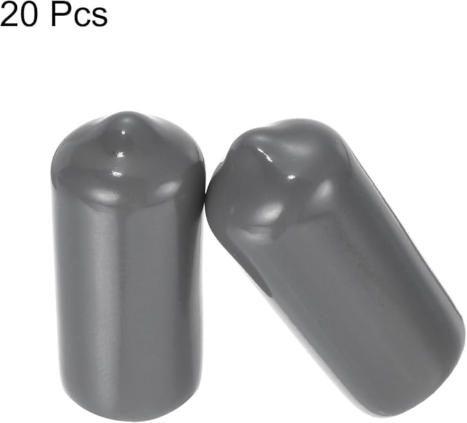 uxcell 20pcs Rubber End Caps 10mm(3/8") ID Vinyl PVC Round Tube Bolt Cap Cover Screw Thread Protectors Dark Grey - Image 2