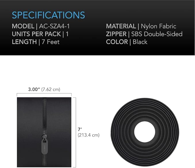 AC Infinity Peel and Stick Zipper 1-Pack, 7 ft. x 3 in. Heavy Duty Dust Barrier, Double Sided Zipper for Grow Rooms, Greenhouses, Construction Sites, and Repair Zones - Image 5