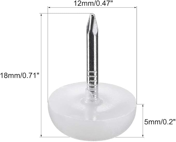 uxcell Furniture Feet Nail Plastic Glide Nails Chair Table Leg Protector Pads 12mm Dia White 20pcs - Image 2