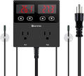 KETOTEK KT99pro Dual Digital Temperature Controller Outlet 10A Relay Heating Coolling Thermostat Controlled Socket with Sensor for Reptile Brewing Fermentation Breeding Incubation Greenhouse by KETOTEK