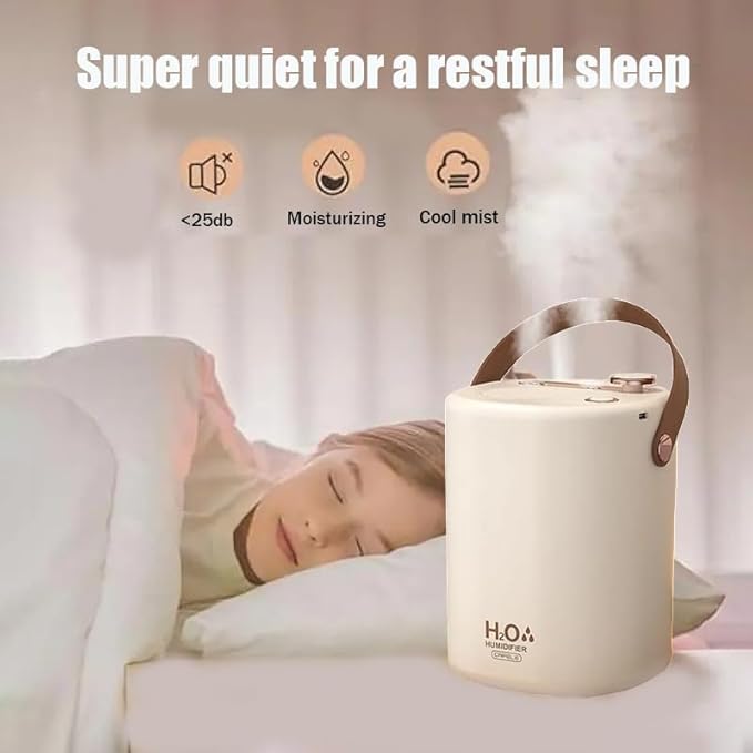 Quiet large capacity humidifier with dual nozzles, features a small night light, suitable for bedrooms and offices, Modern bedroom humidifier (White - Plug-in Version) - Image 7