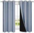 NICETOWN 100% Blackout Short Curtains with Black Liners, 2 Panels, 37" W by 63" L, Vintage Blue, Solid Thermal Insulated Full Blackout 2-Layer Lined Drapes, Energy Efficiency Window Drapes for Bedroom by NICETOWN