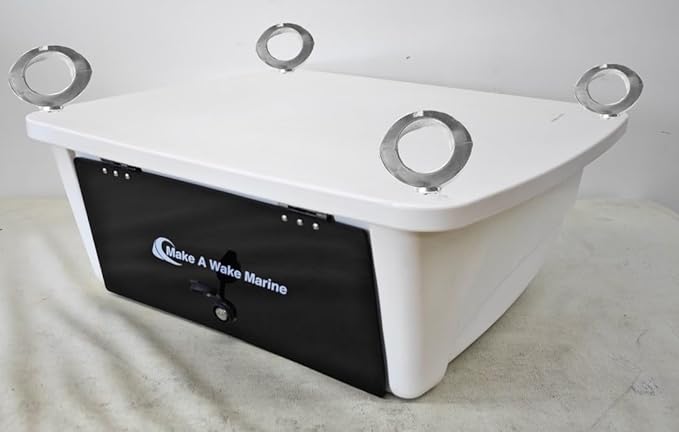 T-Top Electronic Box for Center Console Boats - Dry Storage, Lockable, Mounting Clamps Included Universal Design, Stereo, Radio, White by Make+A+Wake+Marine