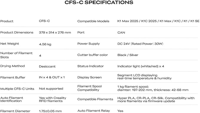 Official CREALITY CFS-C, Multi-Color Smart Filament System for K1 Series 2025/K1 Max 2025/K1C 2025/K1 Max/K1C/K1/K1 SE, 3D Printing, RFID Auto-Loading,External Cutter,Filament Runout &Tangle Detection - Image 2