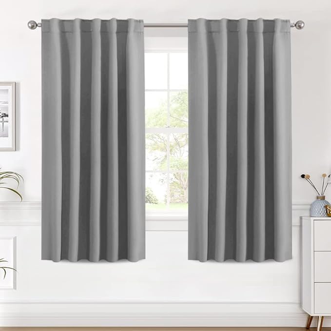 H.VERSAILTEX Blackout Curtains Thermal Insulated Window Treatment Panels Room Darkening Blackout Drapes for Living Room Back Tab/Rod Pocket Bedroom Draperies (2 Panels, Grey, 42 x 63 Inch) by HVERSAILTEX