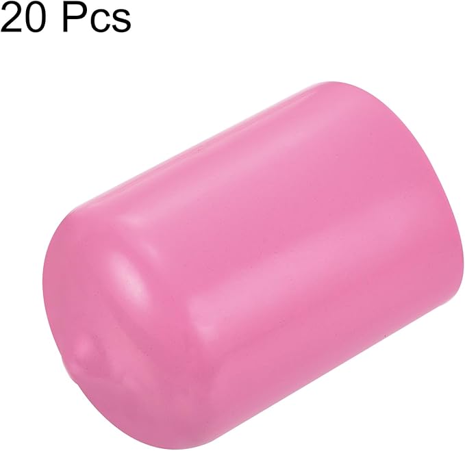 uxcell 20pcs Rubber End Caps 19mm(3/4 inch) ID Vinyl PVC Round Tube Bolt Cap Cover Screw Thread Protectors Pink - Image 2