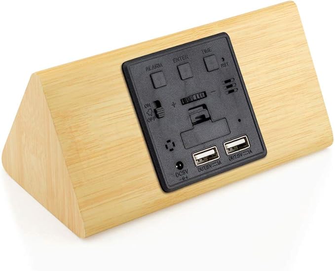 OCT17 Wooden Alarm Clock, Wood Alarm Clock Smart LED Digital Clock for Bedroom/desks, Upgraded with Time Temperature, Adjustable Brightness and Voice Control, Humidity Displaying - Bamboo - Image 8