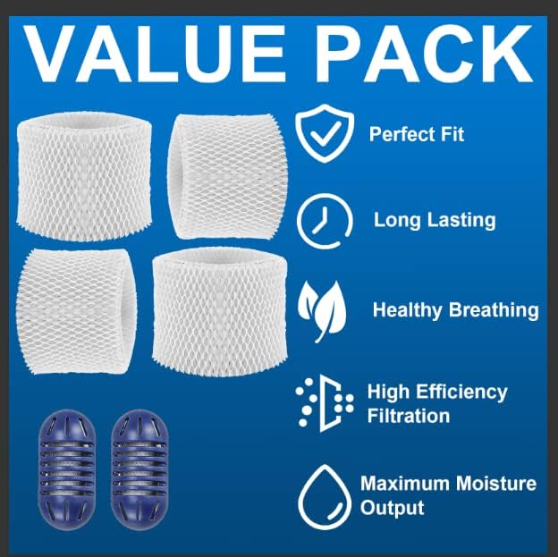 TOMOON WF2 Humidifier Filter Replacement for Vic.ks V3500 V3100 V3900 V3700 VEV320 Ka z 3020 & Re-Lion WA-8D Cool Mist Humidifiers,Pack of 4 - Image 4