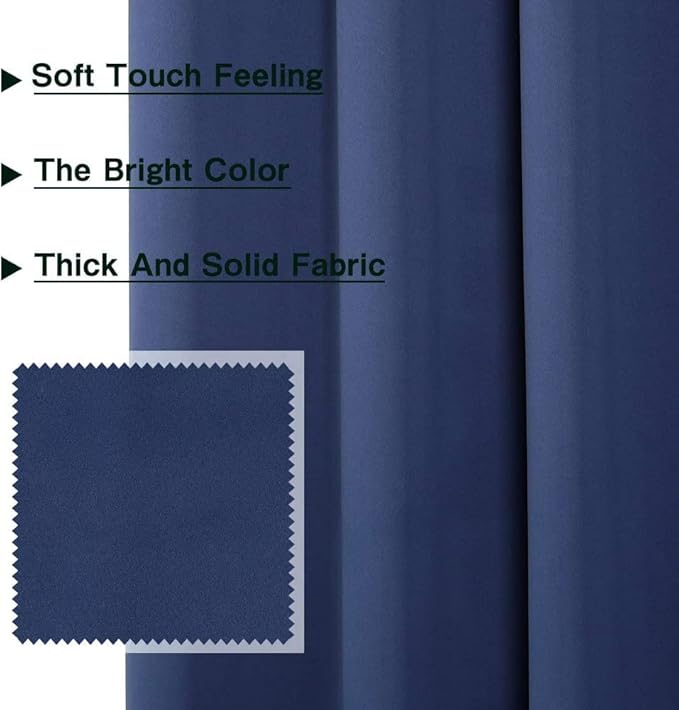 MYSKY HOME Navy Blue Blackout Curtains, 80 x 52 Inch, Grommet, Privacy, Room Darkening, Single Panel, Living Room/Bedroom - Image 3