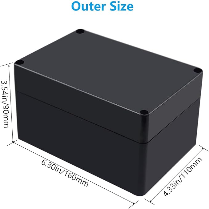 Outdoor Waterproof Junction Box IP67 Project Box ABS Black Electrical Boxes Electronic Enclsoure for DIY Project 6.3 x 4.3 x 3.5 inch (160x110x90mm) - Image 2