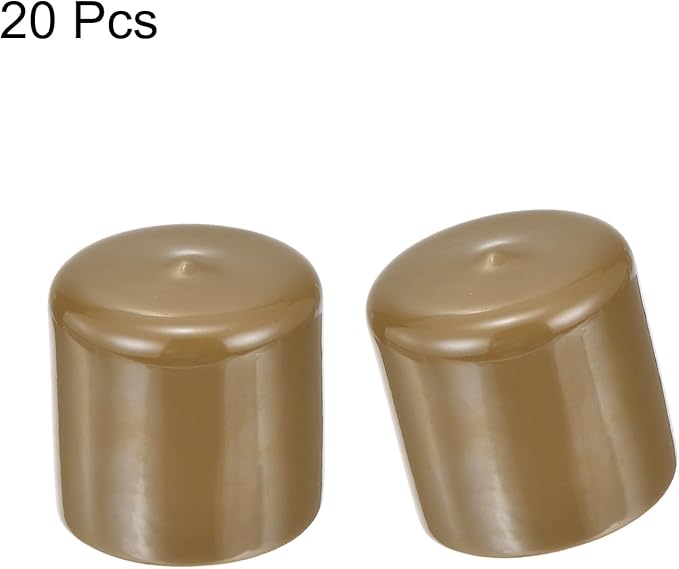 uxcell 20pcs Rubber End Caps 43mm ID Vinyl PVC Round Tube Bolt Cap Cover Screw Thread Protectors Light Brown - Image 2