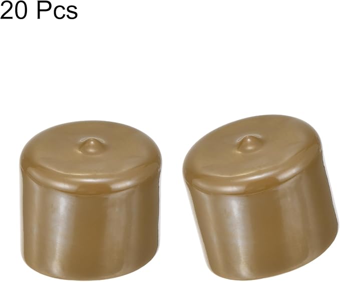 uxcell 20pcs Rubber End Caps 37mm ID Vinyl PVC Round Tube Bolt Cap Cover Screw Thread Protectors Light Brown - Image 2