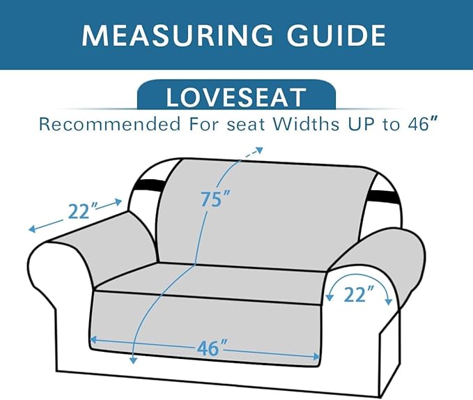 H.VERSAILTEX 100% Waterproof Sofa Slipcover Washable Loveseat Cover for 2 Cushion Cover Non-Slip Furniture Protector with Puppy Paw Silicone Backing Couch Cover for Pets Dogs (Loveseat, Stone Blue) - Image 3