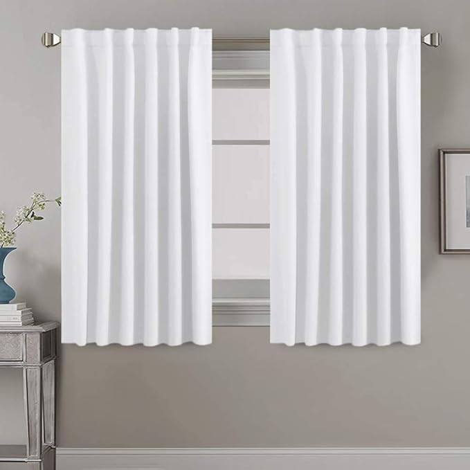 H.VERSAILTEX White Curtains Thermal Insulated Window Treatment Panels Room Darkening Privacy Assured Drapes for Living Room Back Tab/Rod Pocket Bedroom Draperies, 52 x 54 Inch, 2 Panels by HVERSAILTEX