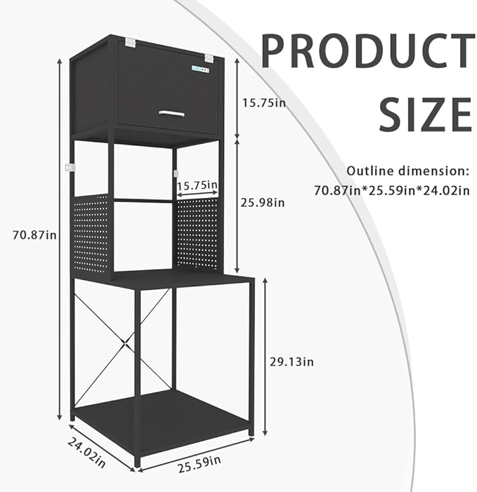 3D Printer Filament Storage Stand Rack with Dehumidifier| 3-Tier All-in-One Organizer with Tool Mounts, Dual Spool Holders | Compatible with Most 3D Printers (100LBlack) - Image 2