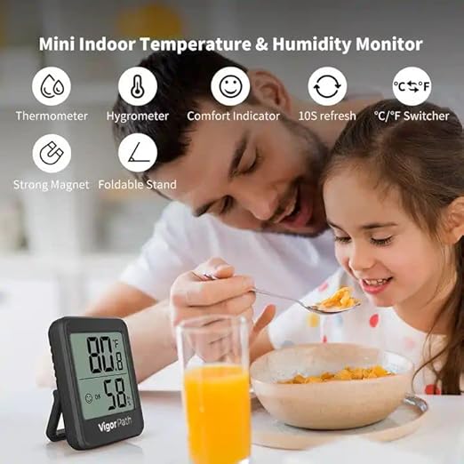Digital Hygrometer Indoor Thermometer - Humidity Meter for Home, Bedroom, Baby Room, Office, Greenhouse - AAA Battery-Powered Humidity Gauge (White) - Image 3