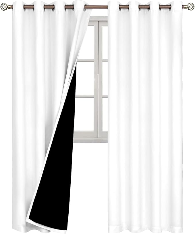 BGment White Blackout Curtains 108 Inches Long for Living Room 2 Panels, Thermal Insulated Grommet 100% Light Blocking Curtains&Drapes for Bedroom Tall Window with Privacy Liner, 52 Inch Wide Each - Image 8