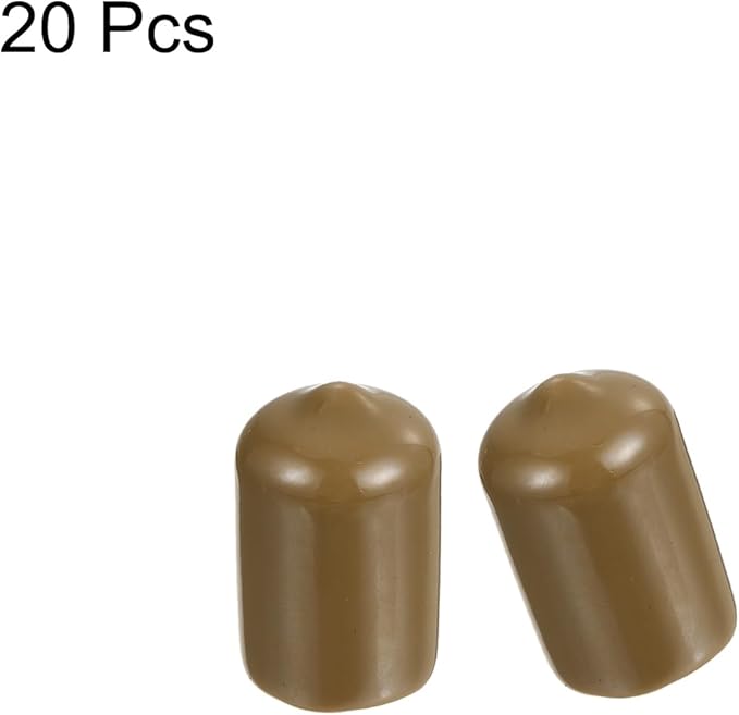 uxcell 20pcs Rubber End Caps 13.5mm ID Vinyl PVC Round Tube Bolt Cap Cover Screw Thread Protectors Light Brown - Image 2