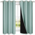 NICETOWN Aqua Blue 100% Blackout Lined Curtains, 2 Thick Layers Completely Blackout Window Treatment Panels Thermal Insulated Drapes for Kitchen (1 Pair, 42" Width x 63" Length Each Panel) by NICETOWN