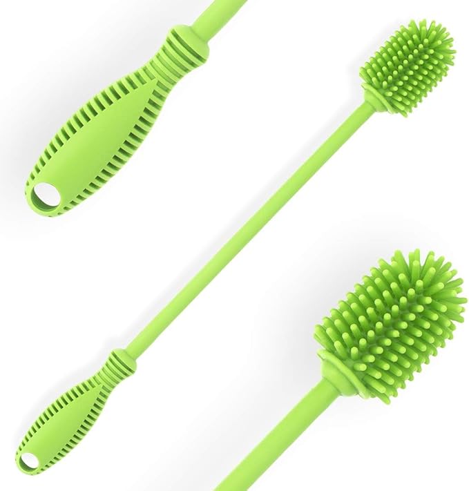 Silicone Bottle Cleaning Brush with Long Handle, 12.5" Water Bottle Cleaner for Baby Bottles, Hydro Flask, Sports Bottle, Vase, Glassware, Perfect for Smaller Diameter Bottle Openings (One Pack) by ddLUCK