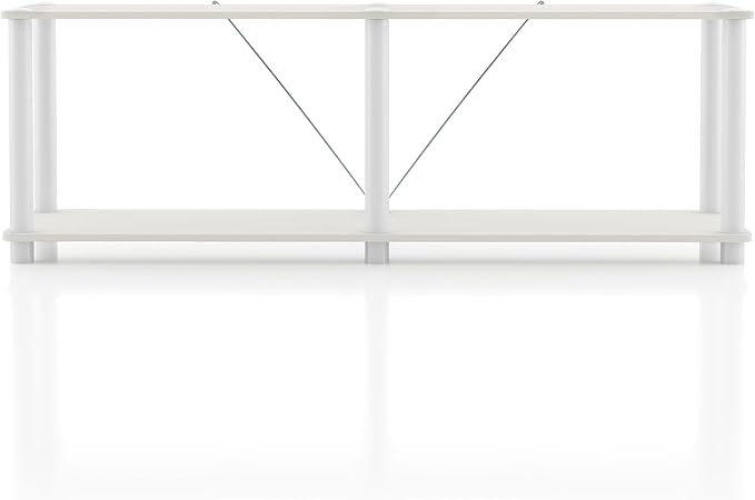 Homes: Inside + Out Apexa Modern 2-Tier Extra Wide Shelving Units, Collectibles Display Shelves, Easy Assembly Low Shelf, Home Storage Organizer for Living Room, Bedroom, Office, White - Image 11