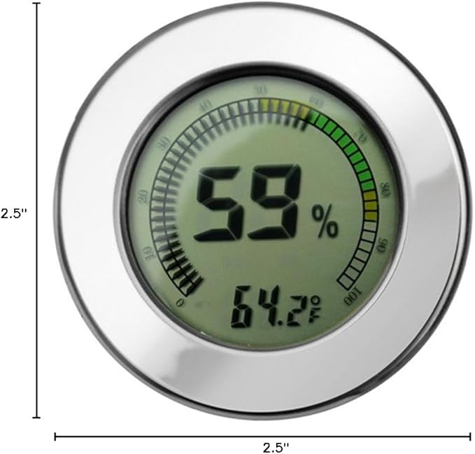 Prestige Import Group - 2.5" Digital Mountable Hygrometer w/Calibration for Cigar Humidors - Color: Silver - Image 5