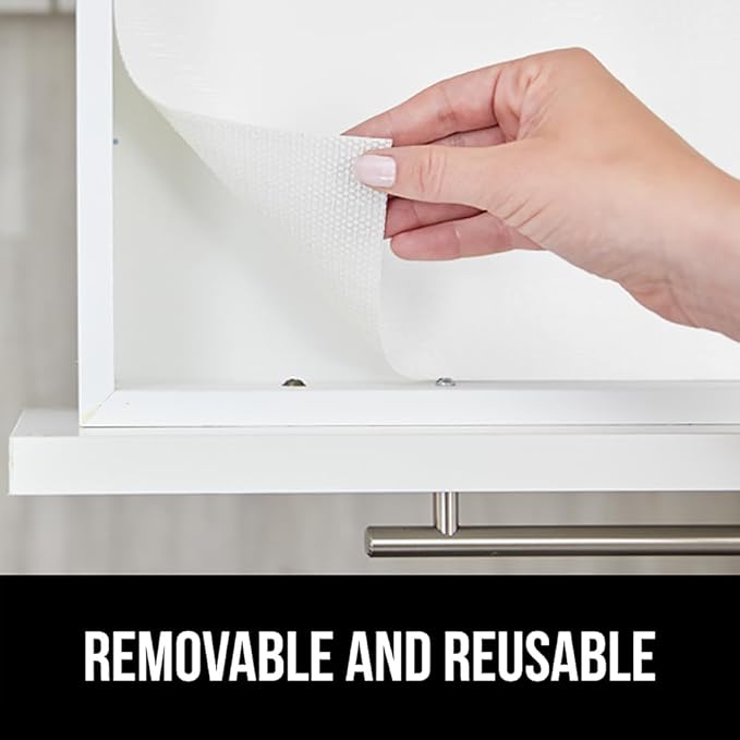 GORILLA GRIP DripGuard Shelf Liner, Non-Adhesive Drawer and Kitchen Cabinet Protector, 24x240 Inch, Strong Grip Slip Resistant Underside, Smooth Surface Liners for Cabinets, Bathrooms, Closets, White - Image 6