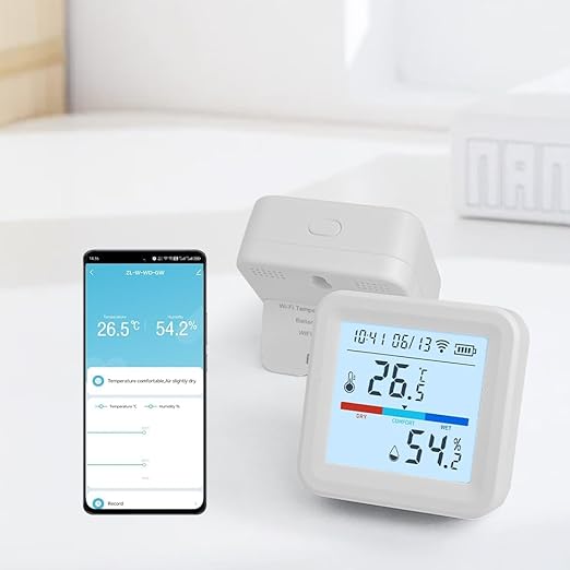 Smart WiFi Thermometer and Hygrometer – Temperature & Humidity Sensor with App Alerts, Data Logger, Backlit Display – Remote Temperature Monitor for Home, Greenhouse by Unknown