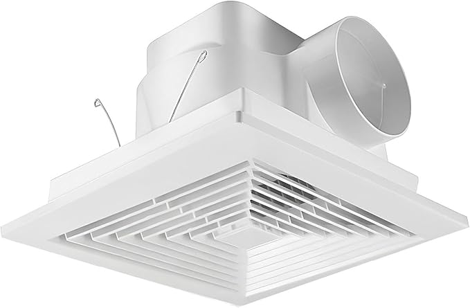 Bathroom Exhaust Fan for Ceiling,Household Bath Vent Ventilation Fan,110 CFM,4-in Duct,1.0 Sones Quiet Operation,13W Energy-Saving 12" Plastic Panel Shower Vent Extractor,10"x10" Mounting Hole by HNRLOY