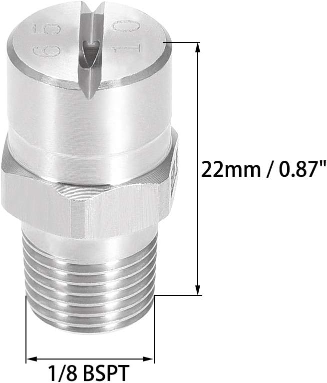 uxcell Flat Fan Spray Tip - 1/8BSPT Male Thread 304 Stainless Steel Nozzle - 65 Degree 2mm Orifice Diameter - 2 Pcs - Image 2