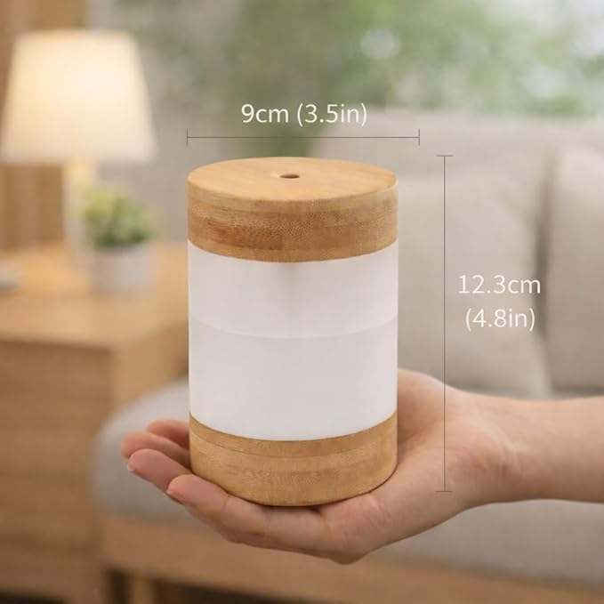 Bamboo Ultrasonic Mini Humidifier, 400ml Quiet Desktop Humidifier with Dual LED Night Light, USB-C Powered, Auto Shut-Off, Portable Small Room Air Moisturizer for Bedroom, Desk, Office & Travel - Image 9