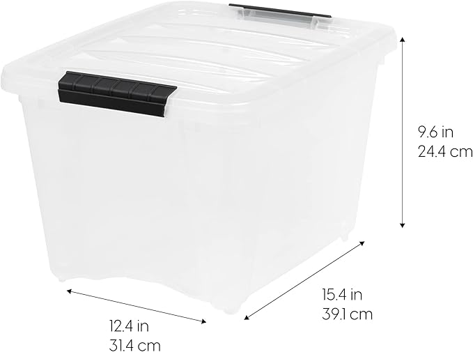 IRIS USA 19 Qt Stackable Plastic Storage Bins with Lids, 6 Pack - BPA-Free, Made in USA - Discreet Organizing Solution, Latches, Durable Nestable Containers, Secure Pull Handle - Pearl - Image 2