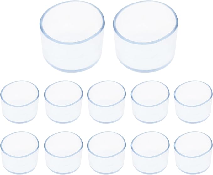 Round Chair Leg Caps,PVC Furniture Feet Covers,TTZEZE Transparent Round Floor Protectors,Clear Table Feet Covers Preventing Plastic Chair Leg Covers Scratches and Noise 35mm/1.38'', 12 by TTZEZE