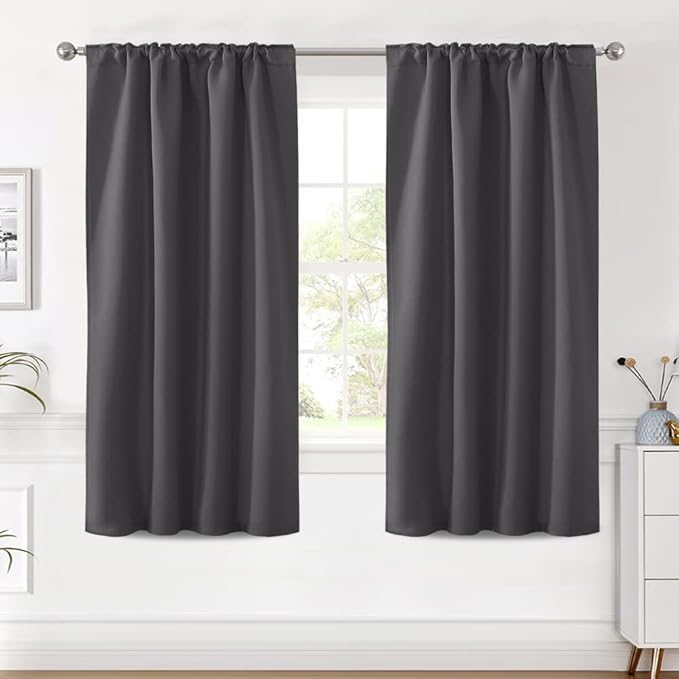 H.VERSAILTEX Blackout Curtains Thermal Insulated Window Treatment Panels Room Darkening Blackout Drapes for Living Room Back Tab/Rod Pocket Bedroom Draperies (2 Panels, Charcoal Gray, 42 x 63 Inch) - Image 2