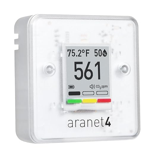 SAF Aranet4 Home: Wireless Indoor Air Quality Monitor for Office or School (CO2, Temperature, Humidity and More) Portable, Battery Powered, E-Ink Screen, App for Configuration & Data History by Aranet