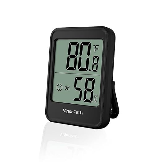 Digital Hygrometer Indoor Thermometer - Humidity Meter for Home, Bedroom, Baby Room, Office, Greenhouse - AAA Battery-Powered Humidity Gauge (Black) by VIGORPATH