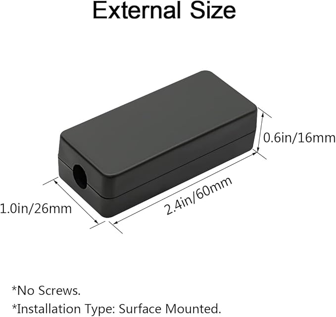 LeMotech 5Pcs ABS Plastic Electrical Project Case Power Junction Box, Project Box Black 2.4 x 1.0 x 0.6 inch (60 x 26 x 16 mm) - Image 2