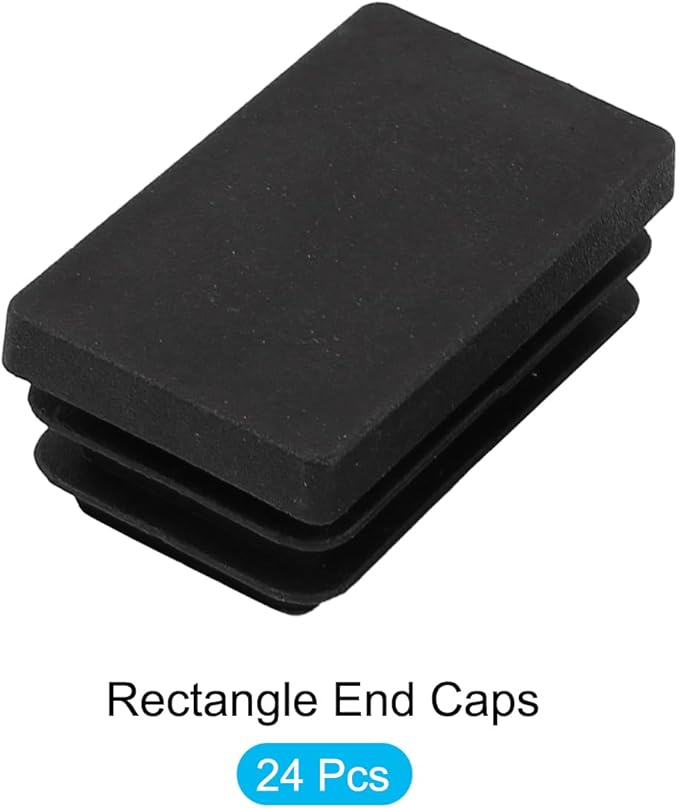 METALLIXITY Rectangle End Caps (50 x 30mm) 24Pcs, Plastic Rectangle Tube Inserts Threaded End Blanking Caps Protector - for Furniture Table Chair Legs, Black - Image 5