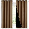 NICETOWN 100% Blackout Lined Curtains, Totally Darkness Drapes with Silver Grommet, Thermal Insulated Drapes for Master Bedroom (Gold Brown, 1 Pair, 52 inches Width x 63 inches Length Each Panel) by NICETOWN