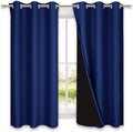 NICETOWN 100% Blackout Curtains with Black Liner Backing, Royal Blue, 37 inches x 60 inches Per Panel, Set of 2, Thermal Insulated Curtains for Living Room, Noise Reducing Drapes by NICETOWN