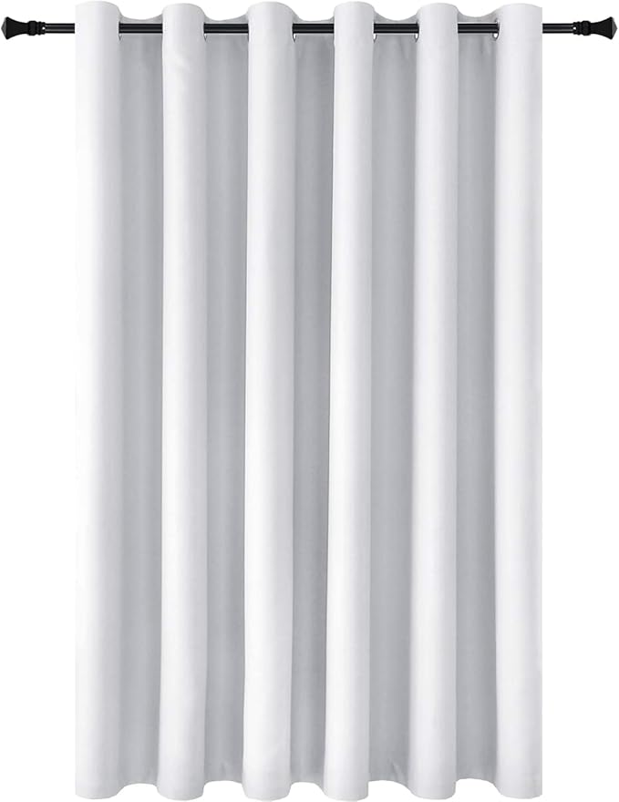 DWCN White Room Divider Curtain for Extral Wide Windows -Blackout Total Privacy Divider for Patio Door, Share Bedroom Office Space, 1 Grommet Curtain Panel, 8.3ft Wide x 7ft Tall, Greyish White - Image 8